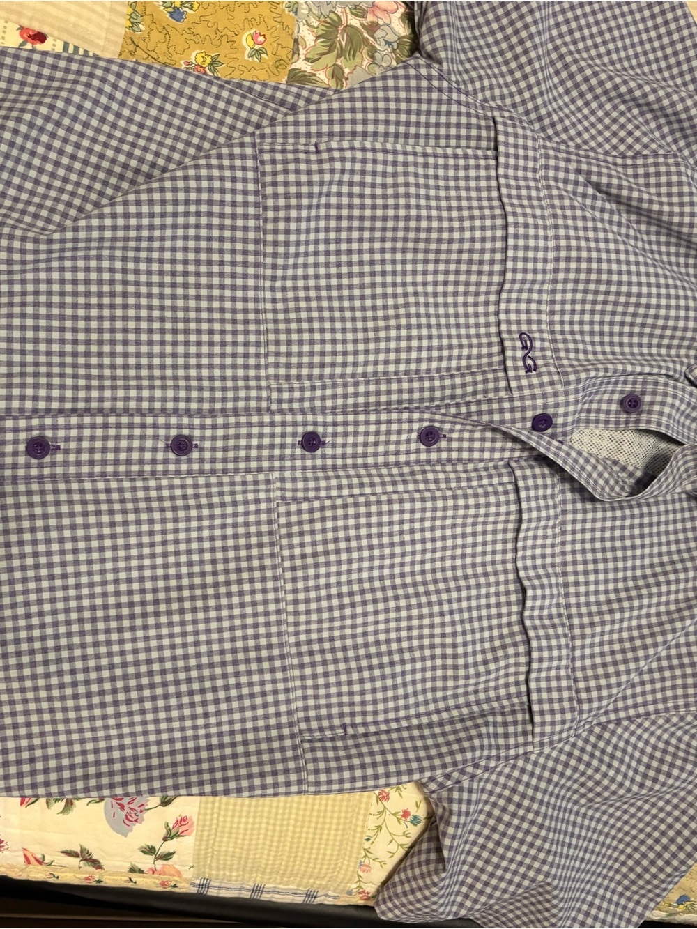 GG Collection Purple Gingham Casual Button-Down Shirt